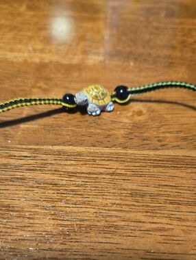 Handmade Turtle Charm Bracelet in Yellow and Black